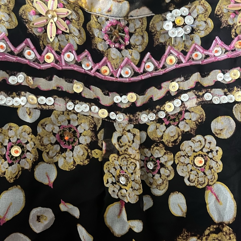 Diane von Furstenberg Black/Floral Silk Blouse size small - Picture 6 of 6